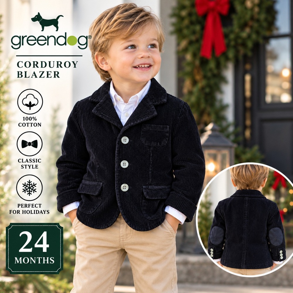 Greendog Corduroy Blazer Toddler 24 Months Black Jacket Elbow Patches Lined